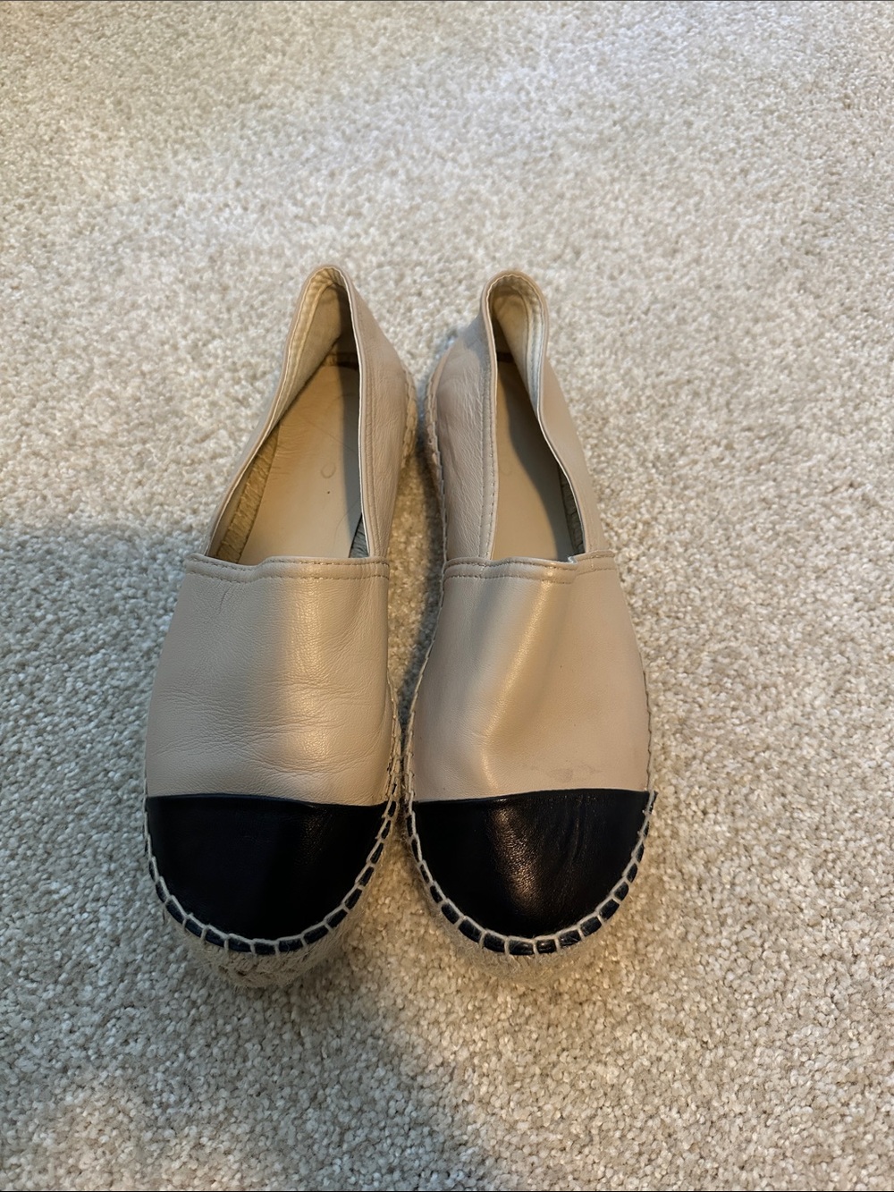 ALDO Beige and Black Leather Espadrille Flats - Women's Slip-On